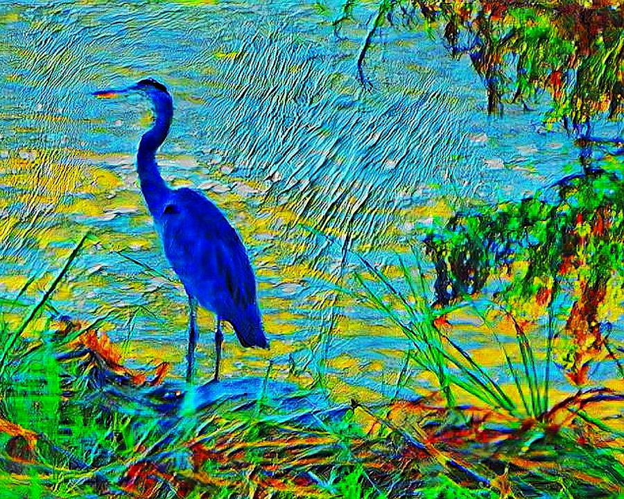 AI Painterly River Bird Photograph by Andrew Lawrence