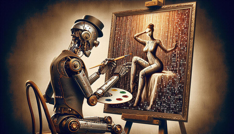 AI - The Robot Painter Digital Art by Bill Cannon