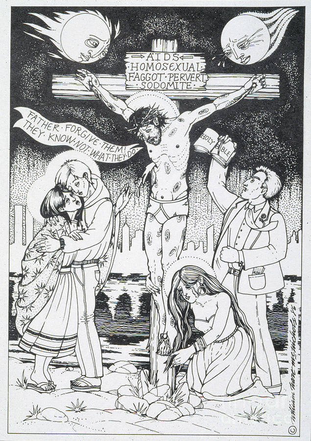 AIDS Crucifixion Drawing by William Hart McNichols