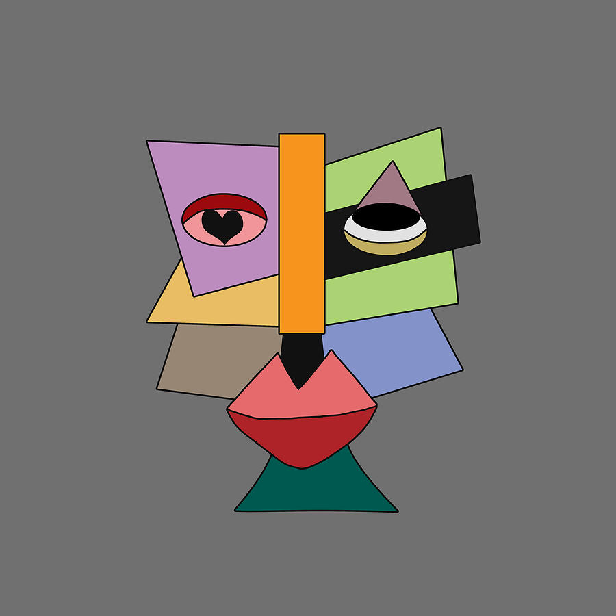 Aymon Cubist N012 Great Colorful Face Portrait Happy People Digital Art ...