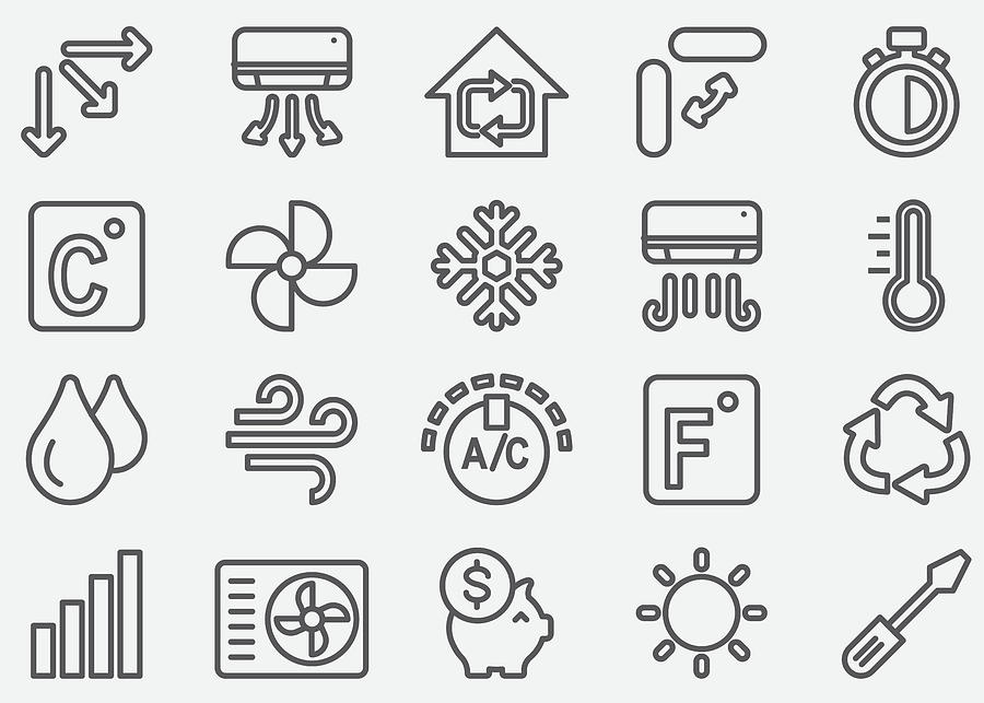 Air Conditioning Line Icons Drawing by LueratSatichob