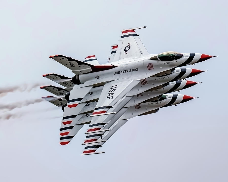 Sunset Photograph - Air Demonstration Squadron Thunderbirds by Tech Sgt Nicolas A Myers