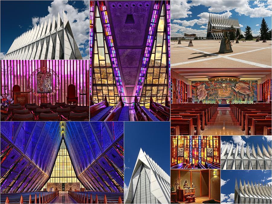 Air Force Academy Chapel Collage Photograph by Allen Beatty