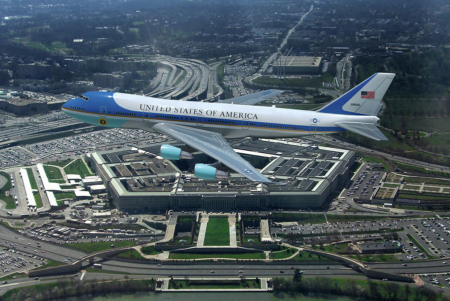 Air Force One over Pentagon Digital Art by Erik Simonsen