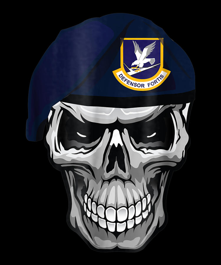 Air Force Security Forces Defender Skull Beret by Shannon Nelson Art