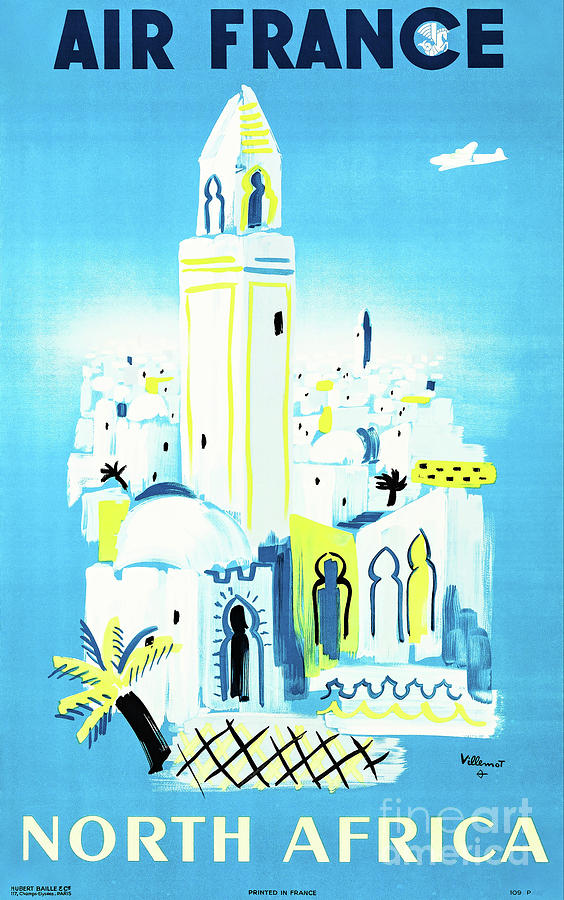 Air France North Africa Vintage Retro Travel Poster Digital Art by Peter Ogden