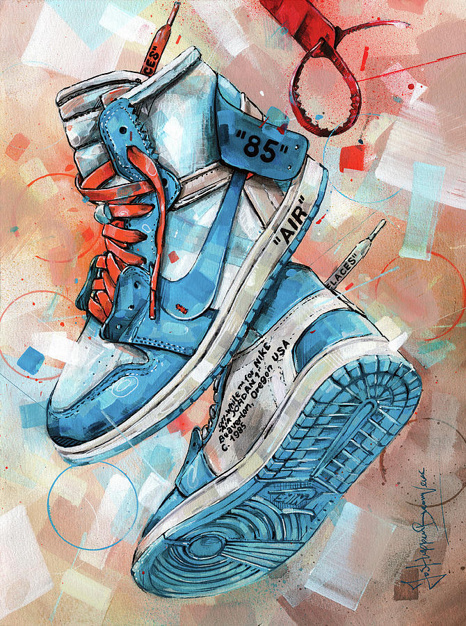 Air jordan 1 Off White university blue painting Painting by Jos ...