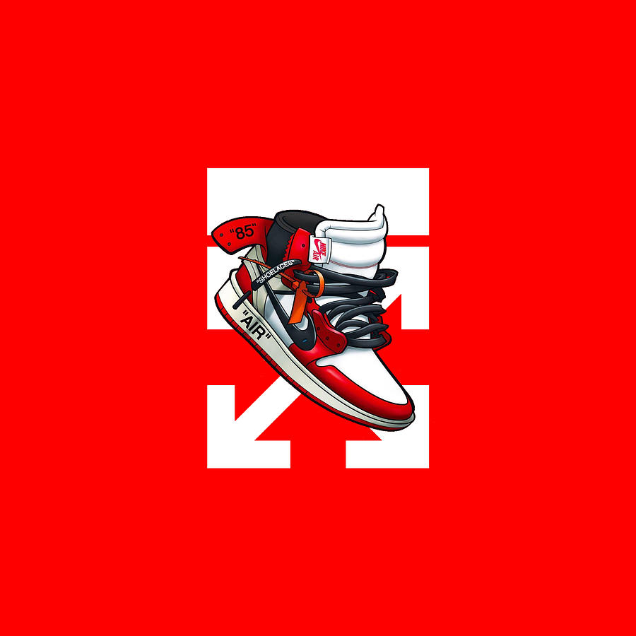 Air Jordan Red Sneakers Art Digital Art by Moli Mola
