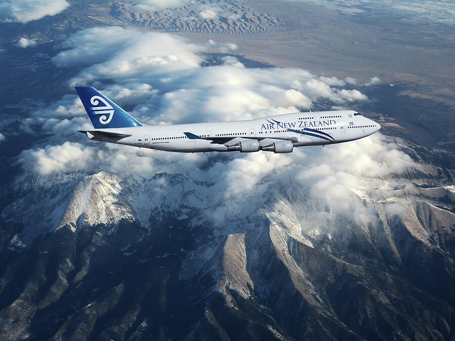 Air New Zealand Boeing 747 Mixed Media by Erik Simonsen