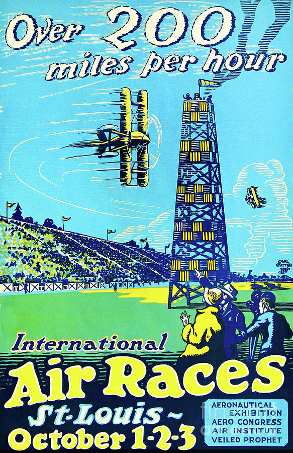 Air Races Aeronautical Exhibition St Louis 1922 Painting by Peter Ogden