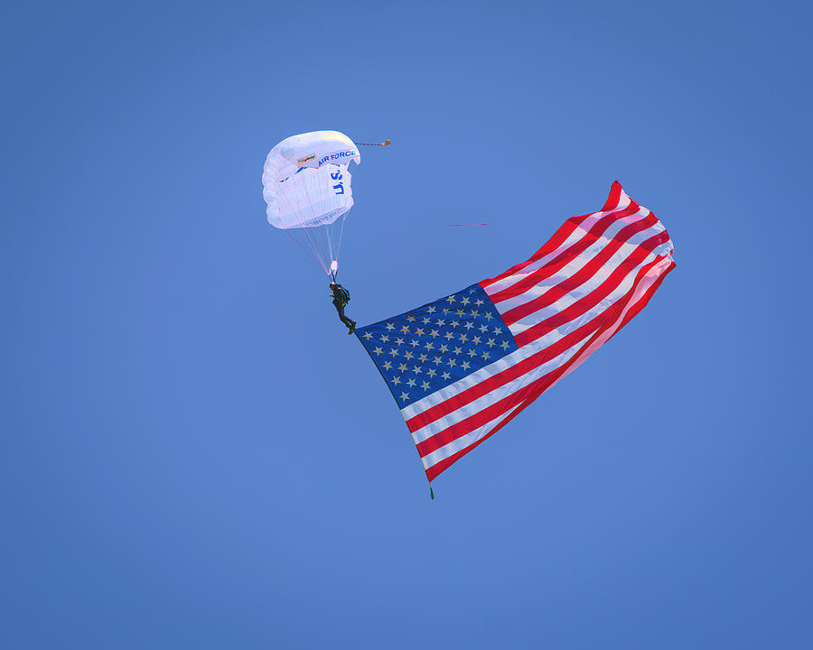 Air Show Parachuter National Anthem Photograph by Lindsay Thomson