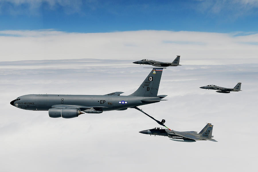 Air to Air refueling F-15 Eagle and KC-135 Stratotanker Photograph by ...