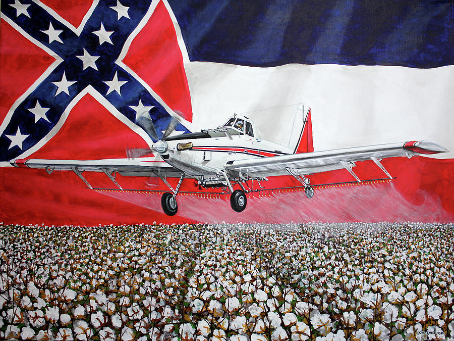 Air Tractor 802 with MS Flag Painting by Karl Wagner