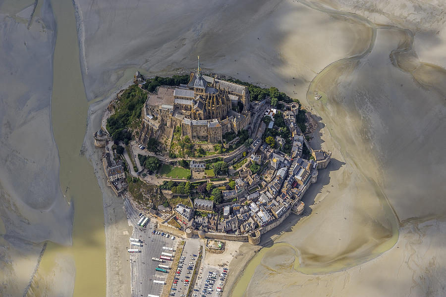 Air view of the fortified town during the low tide Photograph by Maremagnum
