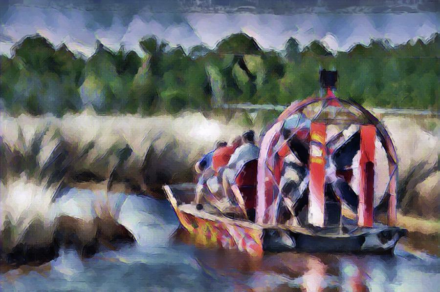 Airboat in the Everglades Digital Art by Debra Kewley