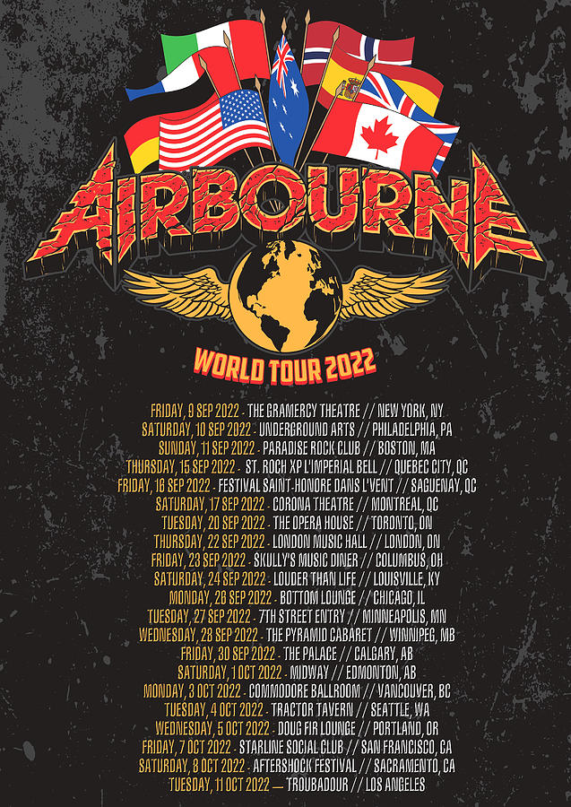 airbourne world tour 2022 setlist