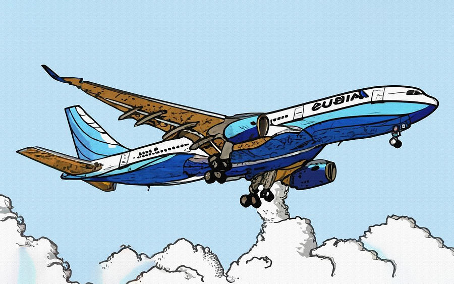 Airbus A330 Blue Sky Flying A330 Airliner Drawing by Lowell Harann ...