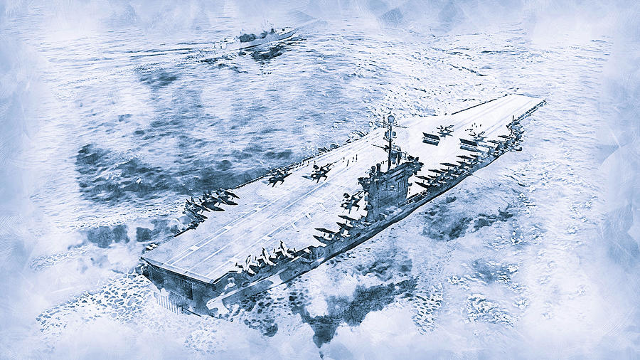 Aircraft Carrier - 02 Painting by AM FineArtPrints