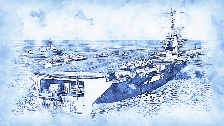 Aircraft Carrier - 03 Painting by AM FineArtPrints