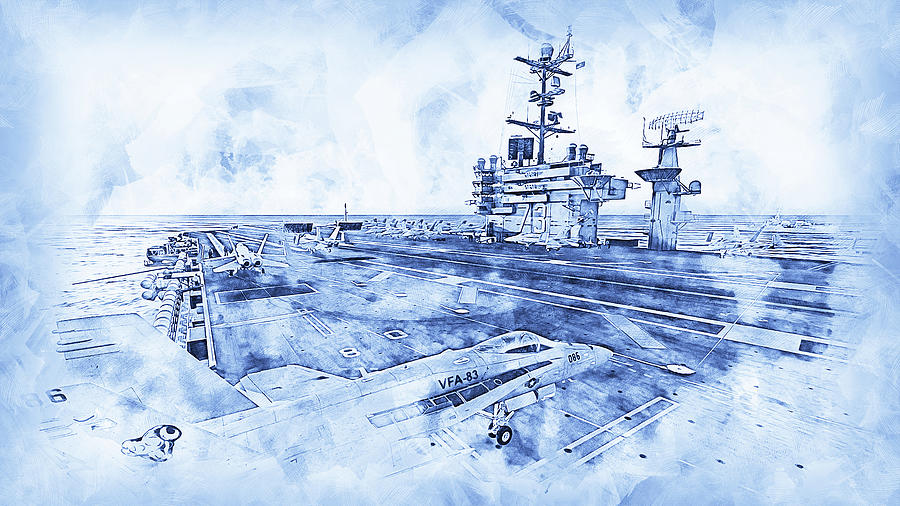Aircraft Carrier - 04 Painting by AM FineArtPrints