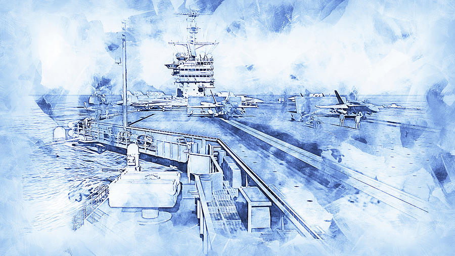 Aircraft Carrier - 05 Painting by AM FineArtPrints