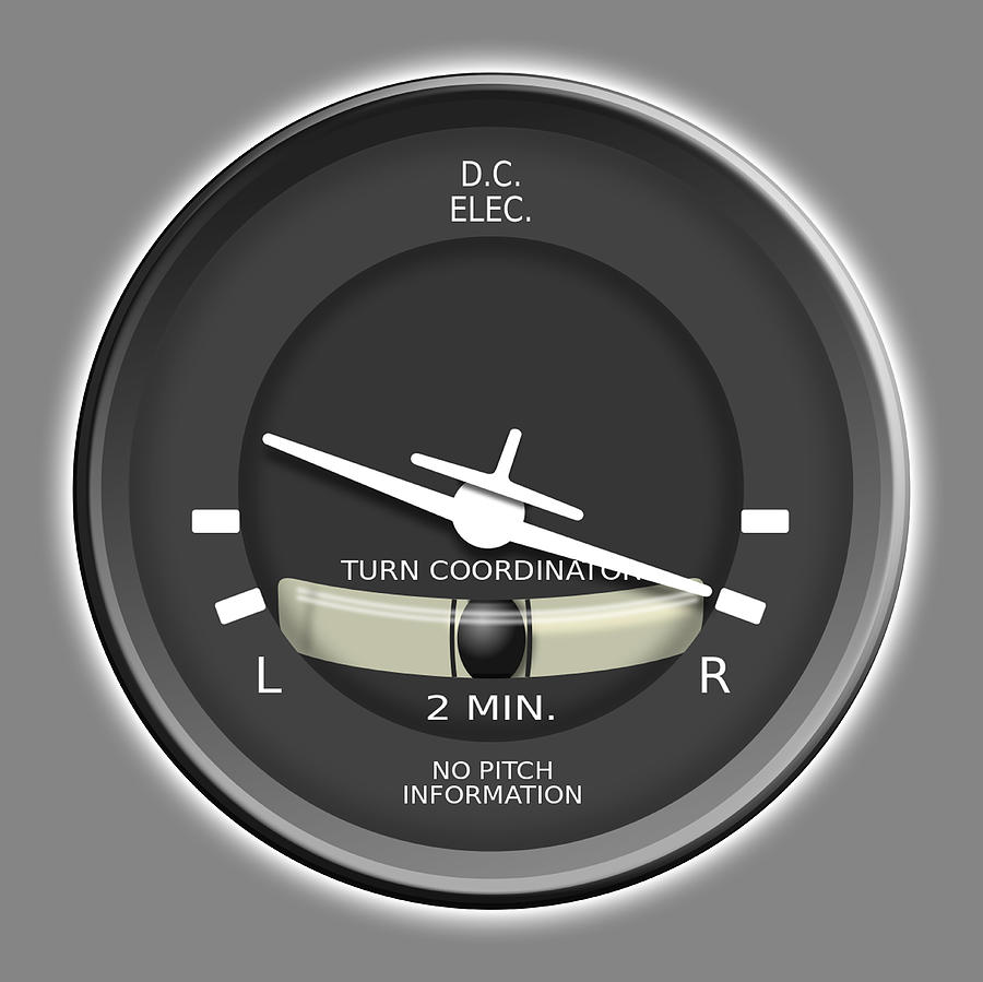 Aircraft Instruments. A turn coordinator indicating a coordinated turn ...