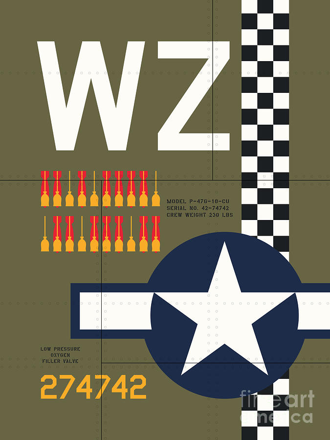 Airplane Digital Art - Aircraft Markings - USA P-47 by Organic Synthesis