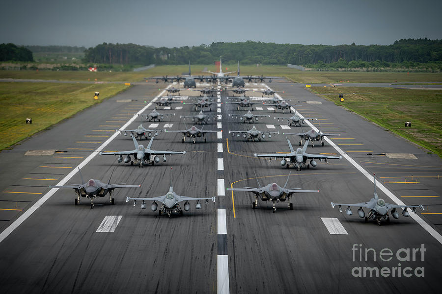 F-16 Photograph - Aircraft participate in an elephant walk by China Shock