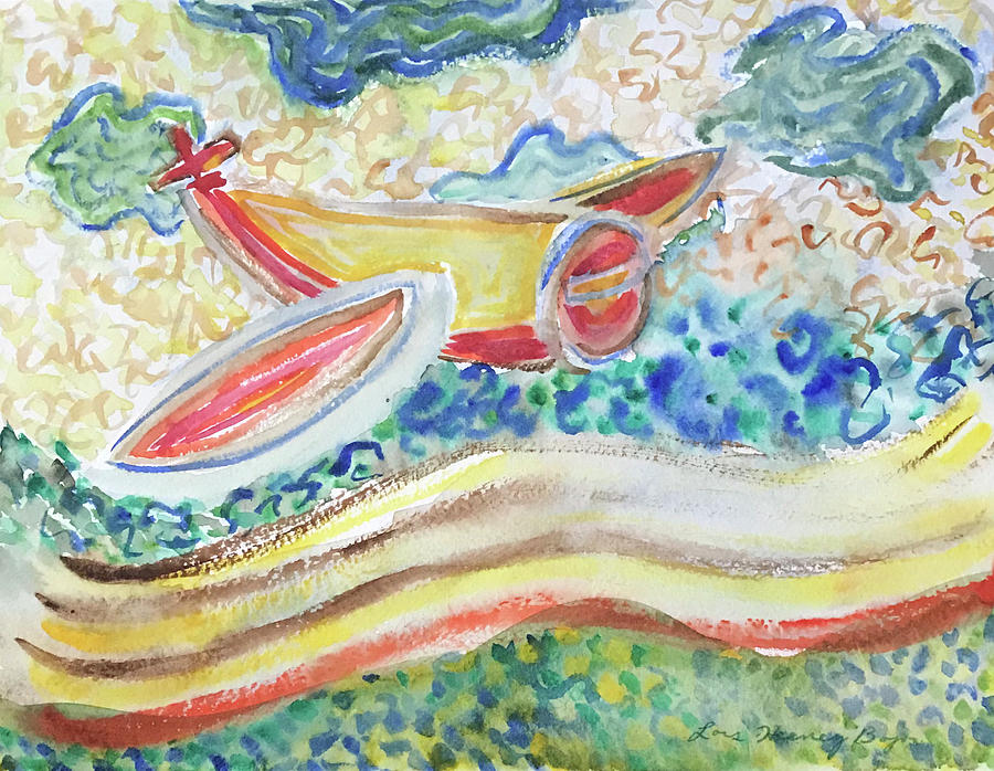 Australia Painting - Airplane Aboriginal Style by Lois Bajor Australia Painting - Airplane Aboriginal Style by Lois Bajor