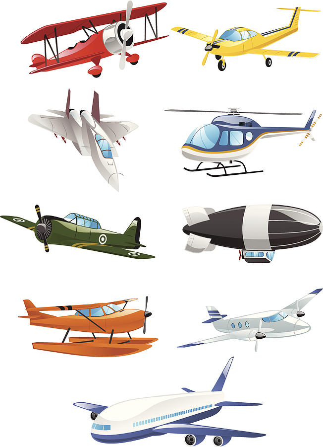 Airplane Aircraft Airbus Airliner Airship Monoplane Biplane Collection Drawing by Tomacco