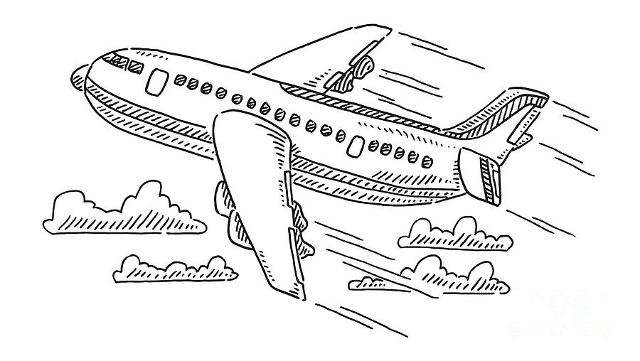 Airplane Travel Drawing Drawing by Frank Ramspott Pixels