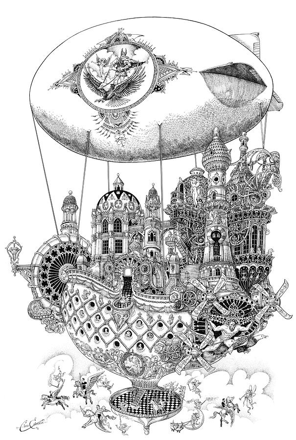 Airship sketch in Steampunk style Art Print by pic0bird  Society6