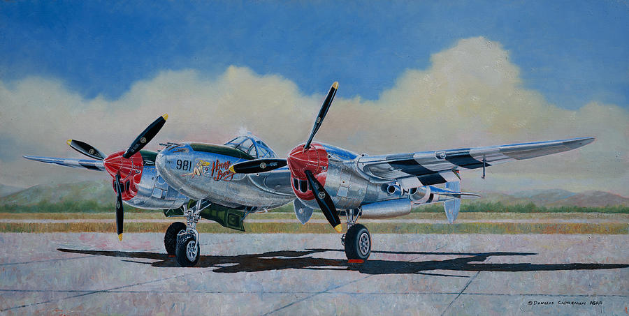 Airshow P-38L Lightning Painting by Douglas Castleman