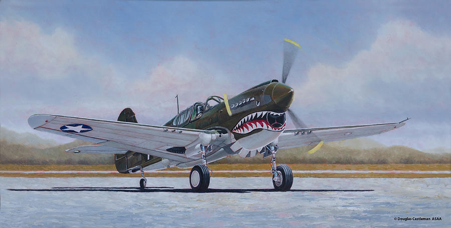 Airshow P-40E Warkhawk Painting by Douglas Castleman