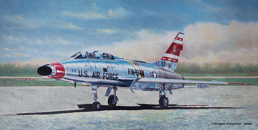Airshow Super Sabre Painting by Douglas Castleman