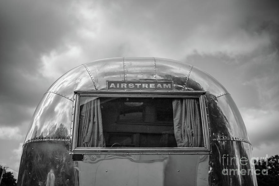 Vintage Photograph - Airstream Bambi Travel Trailer Black and White by Edward Fielding