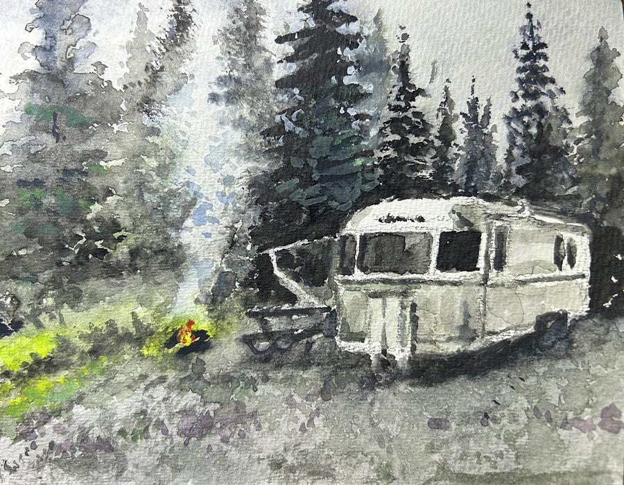 Airstream Watercolor Painting by Larry Whitler