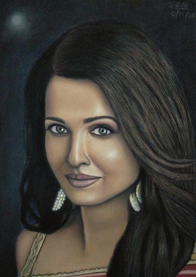 Portrait Pastel - Aishwarya Rai by Vishvesh Tadsare