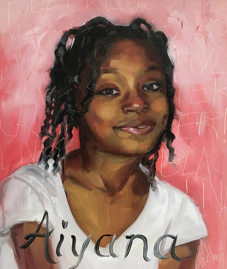 Blm Painting - Aiyana Stanley-Jones by Robin Wellner