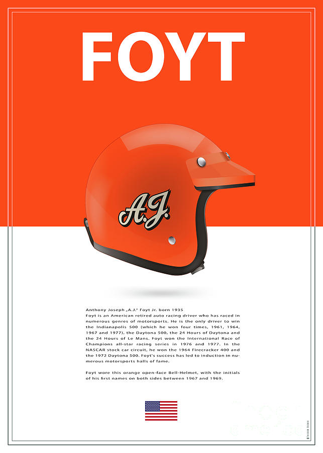 A.J. Foyt Racing Helmet Digital Art by Theodor Decker - Fine Art America