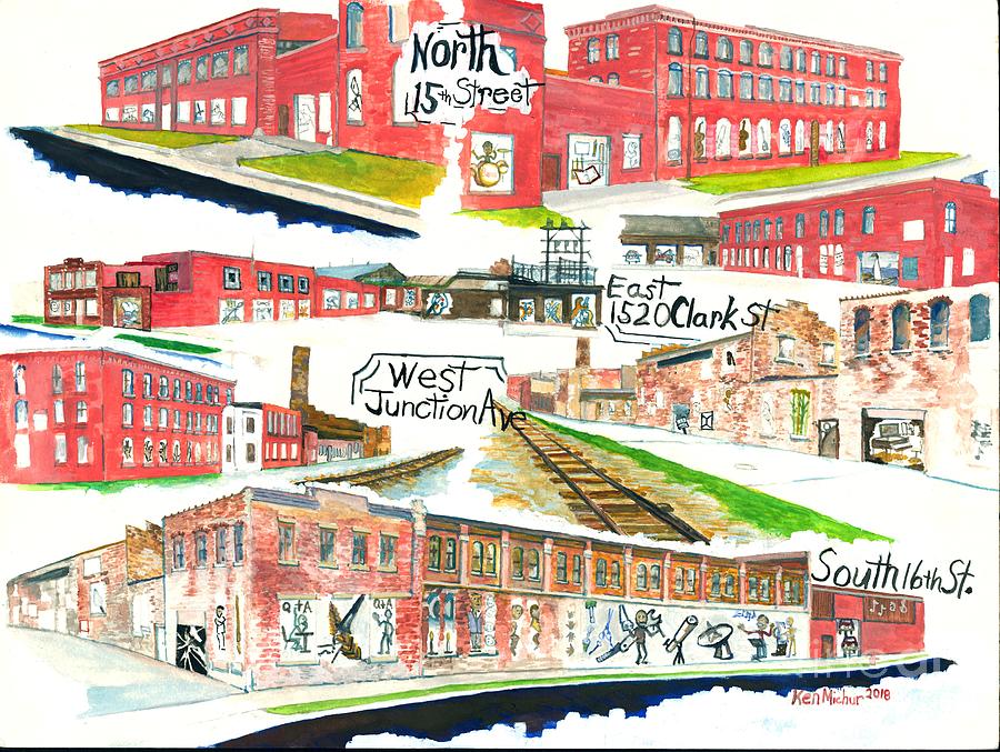 Ajax Building in Racine, Wisconsin Panel two Painting by Michur