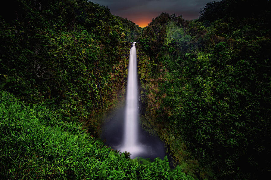Akaka Falls Sunset - Big Island, Hawaii Photograph by Abbie Matthews