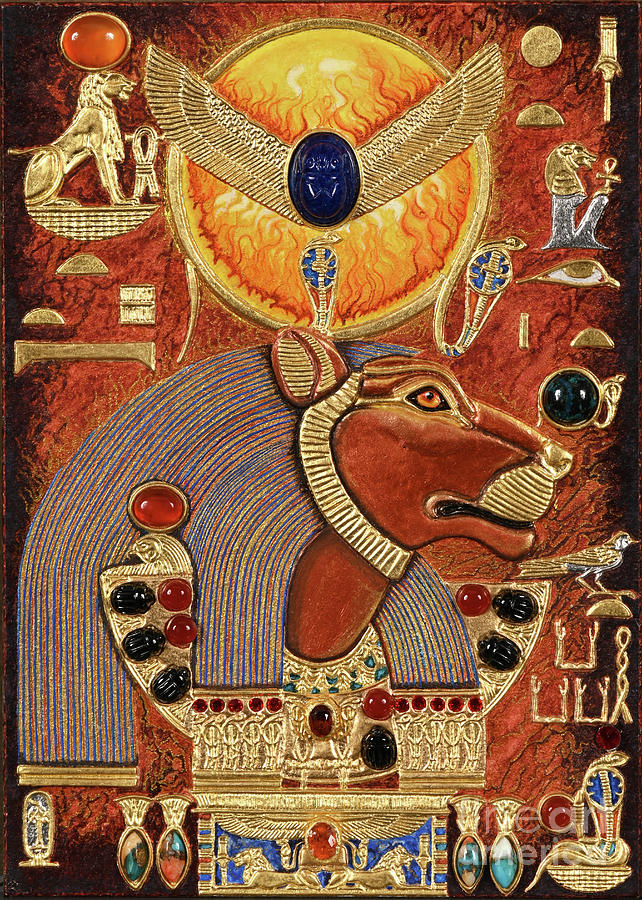 Akem-Shield of Sekhmet the Eye of Ra and Mistress of Heaven Mixed Media by Ptahmassu Nofra-Uaa