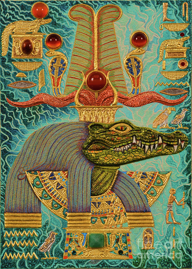 Akem-Shield of Sobek-Ra Lord of Terror Mixed Media by Ptahmassu Nofra-Uaa