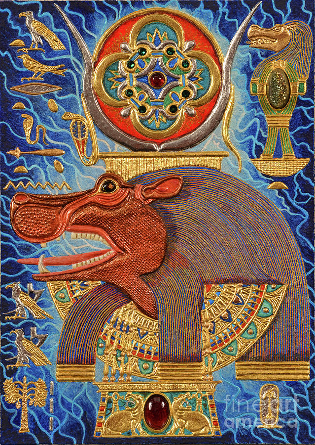 Akem-Shield of Taweret Who Belongs to the Doum Palm Mixed Media by Ptahmassu Nofra-Uaa