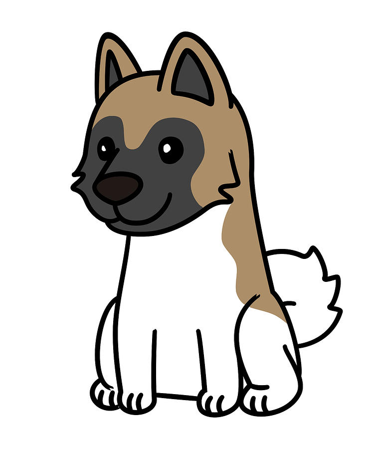 Akita Cute Cartoon Digital Art by Jeff Chen - Pixels