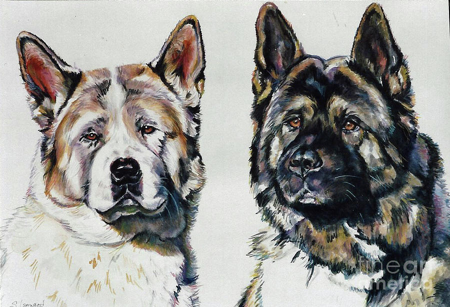 Akitas Painting by Suzanne Leonard - Fine Art America