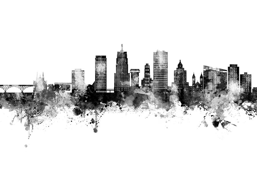 Akron Ohio Skyline #09 Digital Art by Michael Tompsett