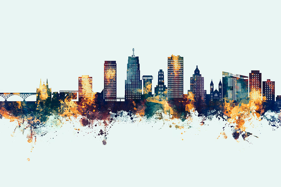 Akron Ohio Skyline #11 Digital Art by Michael Tompsett