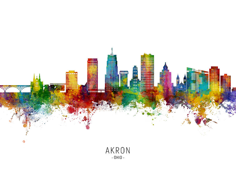 Akron Ohio Skyline #14 Digital Art by Michael Tompsett